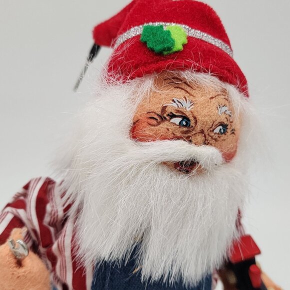 Annalee Workshop Santa Elf Doll In Overalls With Tool Belt Red Hat 2010 - Picture 2 of 8